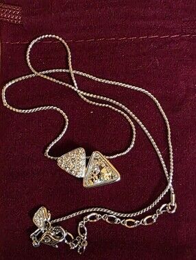 Swarovski, Silver Crystal Triangle Pendant Necklace